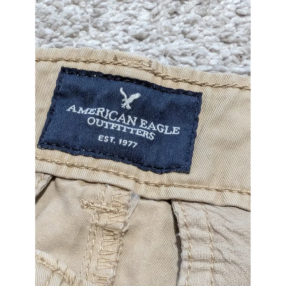 American Eagle Chinos Mens 36x30 Khaki Slim Straight Cotton‎ Twill Pants Casual